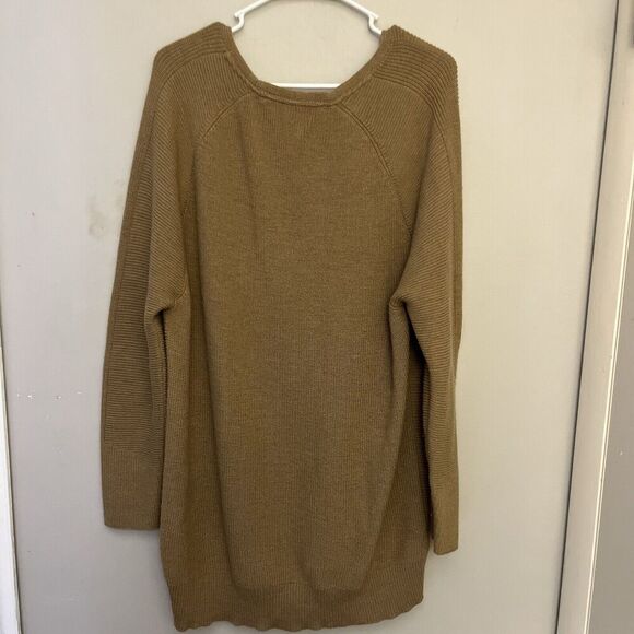 Athleta Brown V Neck Long Sleeve Ribbed Merino Wool Sweater Womens Large Comfort - Picture 6 of 7
